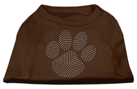 Clear Rhinestone Paw Shirts Brown XS